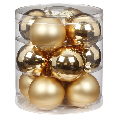 72x pcs glass christmas baubles elegant gold 4, 6 and 8 cm shiny and matte