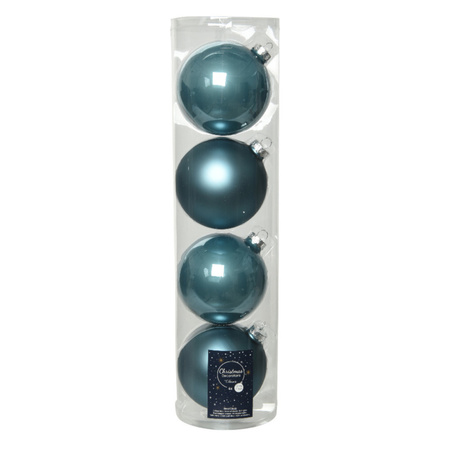 12x stuks glazen kerstballen ijsblauw (blue dawn) 10 cm mat/glans