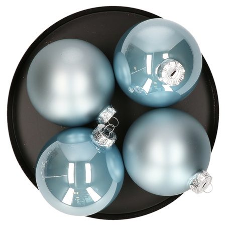 12x stuks glazen kerstballen lichtblauw 10 cm mat/glans