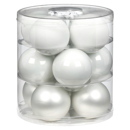62x stuks glazen kerstballen wit 4, 6 en 8 cm glans en mat