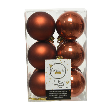 Kerstversiering kunststof kerstballen mix zwart/ terra bruin 4 en 6 cm pakket van 80x stuks