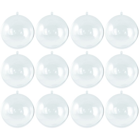 12x Transparante hobby/DIY kerstballen 8 cm