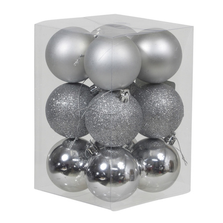 Kerstversiering set kerstballen zilver 6 - 8 cm - pakket van 54x stuks