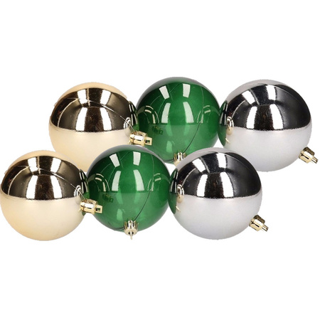 12xKerstboom decoratie kerstballen mix zilver/groen/goud 7 cm 