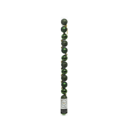 Mini Christmas baubles - 28x - dark green and purple - 3 cm - plastic