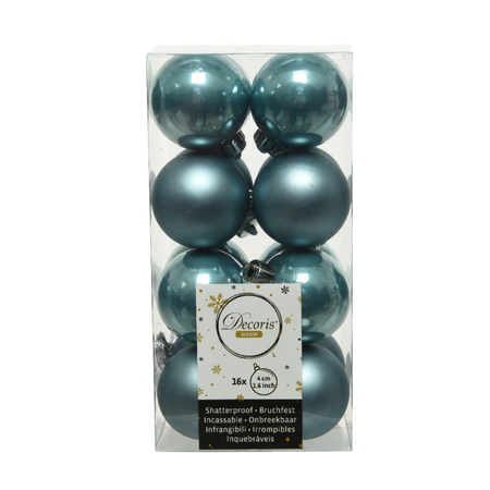 48x Stuks kunststof kerstballen mix donkerblauw/terra bruin/ijsblauw 4 cm