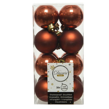 48x Stuks kunststof kerstballen mix zwart/terra bruin/goud 4 cm