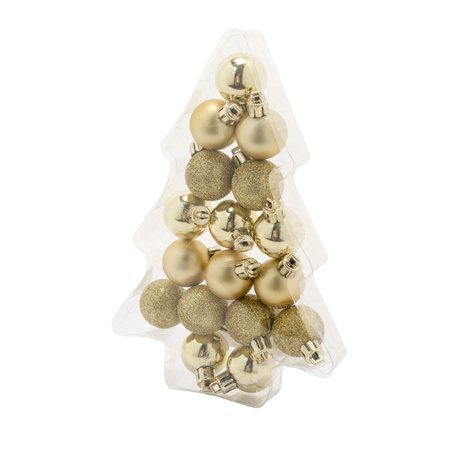 17x pcs small plastic christmas baubles gold 3 cm matte/shiny/glitter