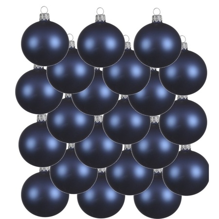 18x Donkerblauwe glazen kerstballen 6 cm mat