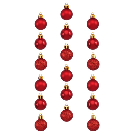 18x stuks kerstballen rood glans en mat kunststof 3 cm