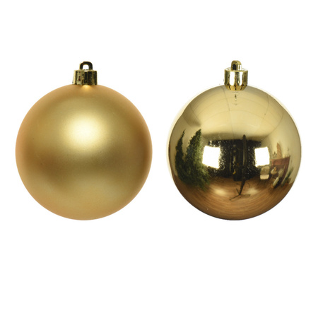 18x Small glass Christmas baubles golden 4 cm matt/shiny