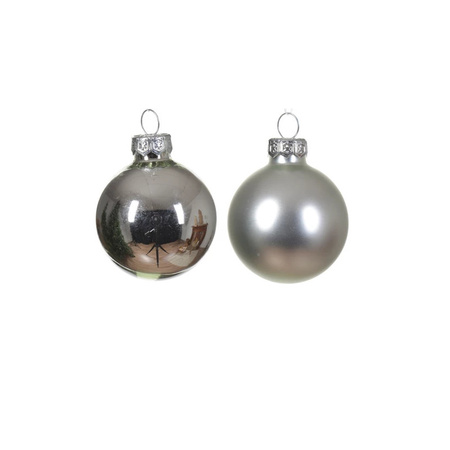 Glazen kerstballen pakket zilver glans/mat 38x stuks 4 en 6 cm met piek mat