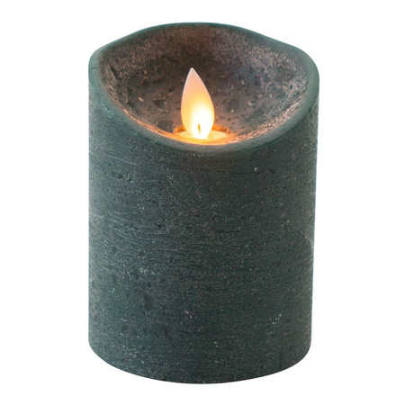 1x Antique green LED candle with moving flame 10 cm