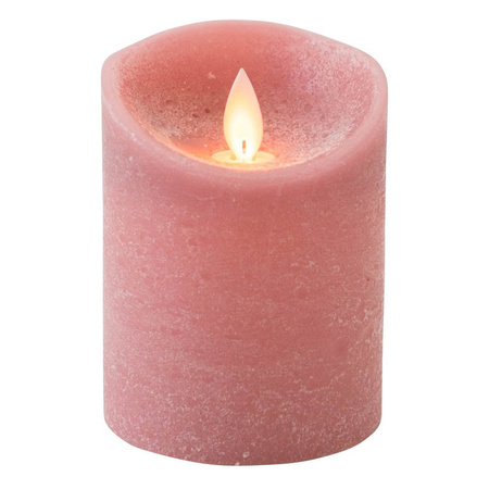 1x Antique pink LED candle with moving flame 10 cm 