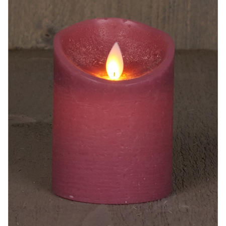 1x Antiek roze LED kaars / stompkaars met bewegende vlam 10 cm
