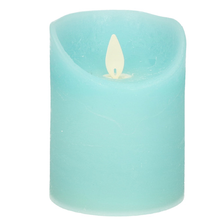 1x Aqua blue LED candle with moving flame 10 cm