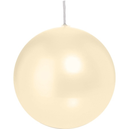 1x Cream white sphere/ball candle 8 cm 25 hours