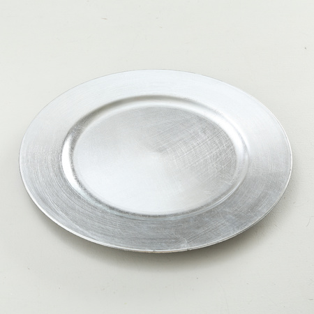 1x Dining/diner plate/platter silver 33 cm round