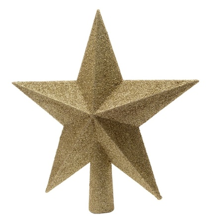 Set of a christmas star peak and 2x garlands gold 270 x 10 cm