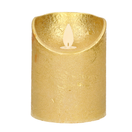 1x Gouden LED kaarsen / stompkaarsen met bewegende vlam 10 cm