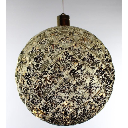 1x Large gold christmas baubles with lights 20 cm