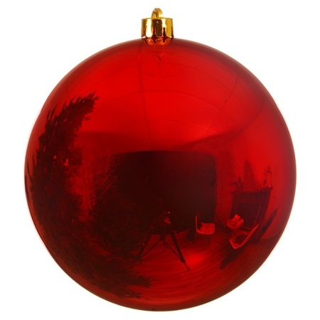 Large plastic christmas baubles - 2x pcs - champagne and red - 14 cm