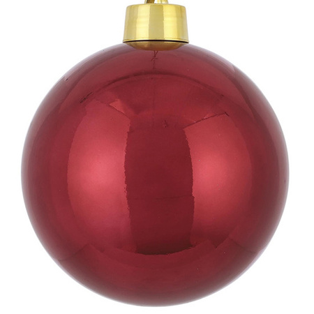 1x Large plastic christmas bauble dark red 20 cm