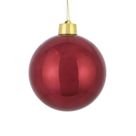 Large plastic christmas baubles - 2x pcs - champagne and dark red - 20 cm