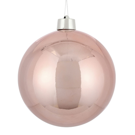 1x Large plastic christmas bauble light pink 25 cm