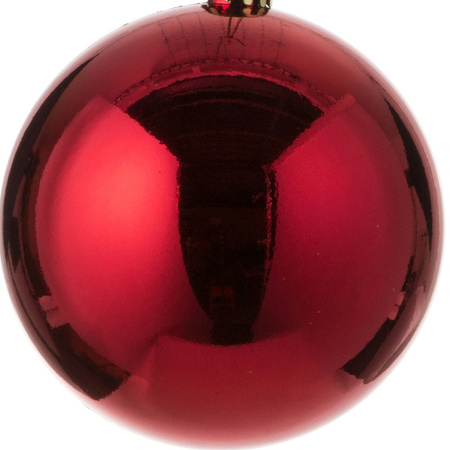 1x Grote kunststof decoratie kerstbal rood 20 cm