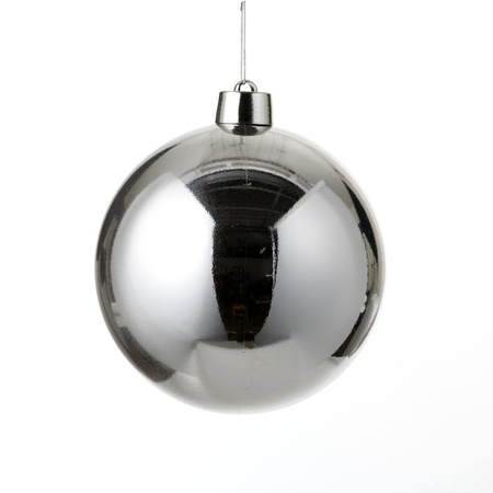 1x Grote kunststof decoratie kerstbal zilver 25 cm
