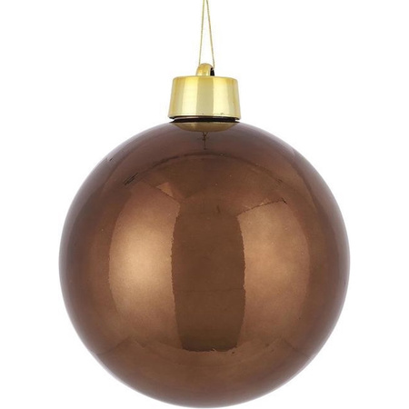 Christmas decorations set 2x large plastic baubles in brown and silver 20 cm