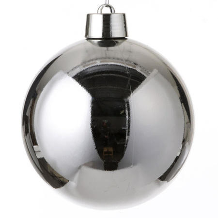 1x Grote kunststof decoratie kerstballen zilver 20 cm