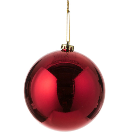 Grote kerstballen 2x stuks rood 15 en 20 cm kunststof