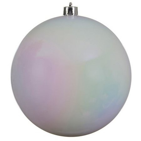 Large christmas baubles pearl white 20 cm