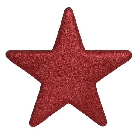 1x Large red glitter stars decoration 25 cm