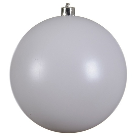 Grote kerstballen 2x stuks wit 14 en 20 cm kunststof