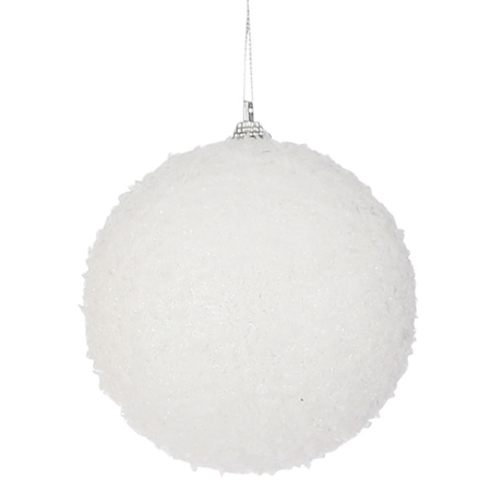 1x Grote witte foam kerstballen 10 cm kerstboomversiering