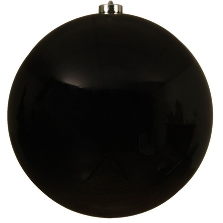 Grote kerstballen 2x stuks zwart 14 en 20 cm kunststof