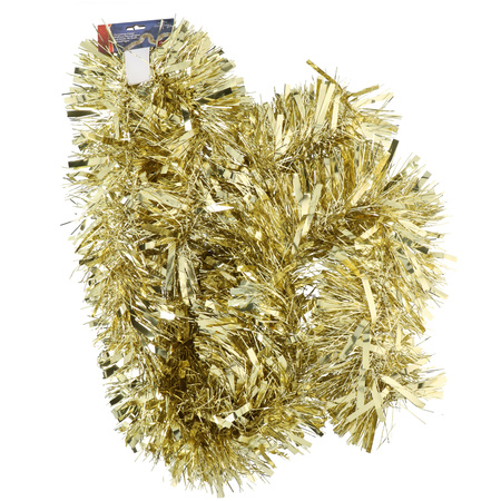 1x Kersboom decoratie folieslingers goud 200 x 15 cm