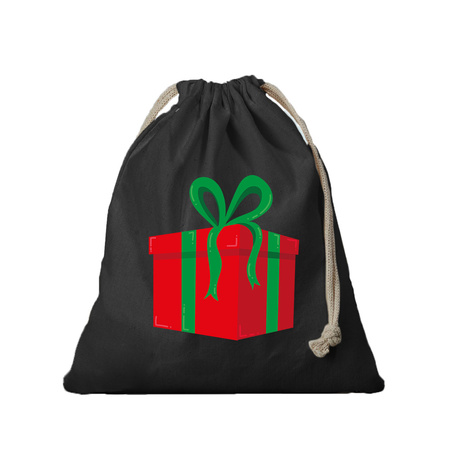 1x Kerst cadeauzak zwart Cadeau met koord voor als cadeauverpakking