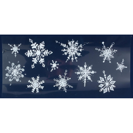 1x Kerst raamversiering raamstickers witte glitter sneeuwvlokken 23 x 49 cm