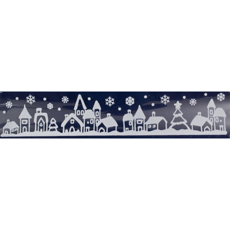 1x Kerst raamversiering raamstickers witte stad met huizen 12,5 x 58,5 cm
