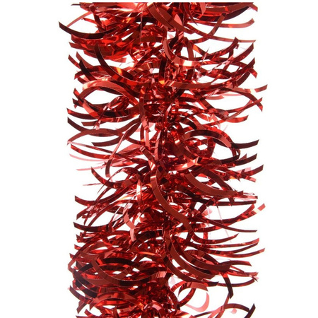 Kerstversiering kunststof glitter ster piek 19 cm en golf folieslingers pakket rood van 3x stuks