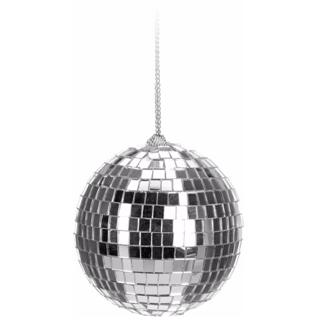 1x Kerstboom decoratie discobal kerstballen zilver 6 cm