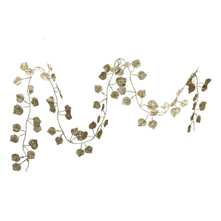 1x Kerstboom guirlandes/slingers met gouden bladeren 200 cm