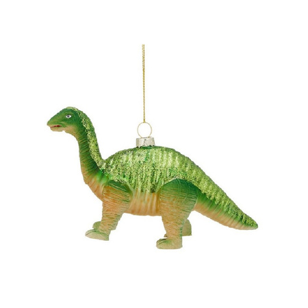 1x Kersthanger figuurtjes glazen dinosaurus groen 16 cm