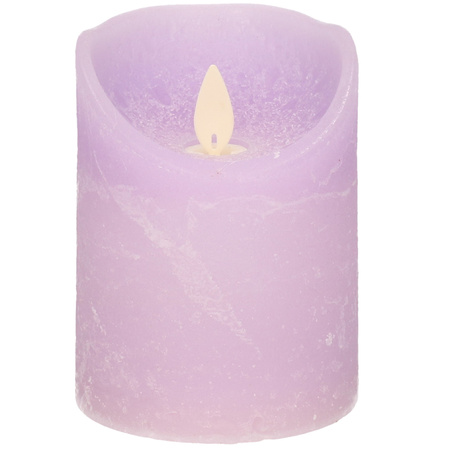 1x Lilac purple LED candle with moving flame 10 cm