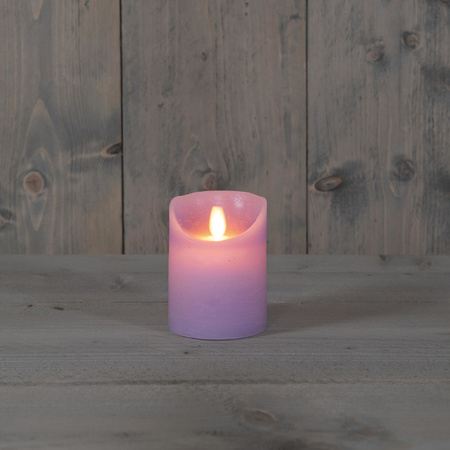 1x Lilac purple LED candle with moving flame 10 cm