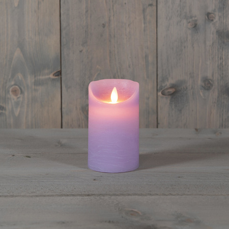3x pieces Anna Collection lilac purple LED candles 10, 12,5 and 15 cm